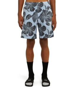 Bermuda In Cotone Popeline Bacchettato Con Stampa "Hibiscus"^MSGM Shop