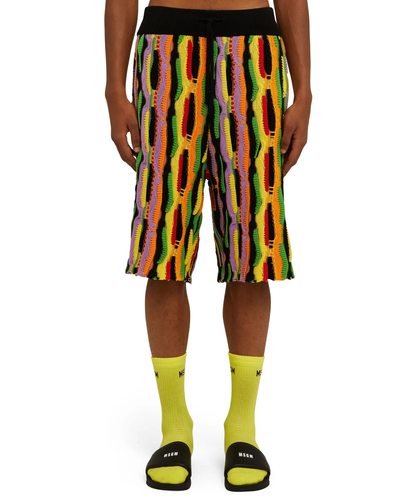 Bermuda In Maglia Di Cotone Con Rouches Multicolor^MSGM Discount