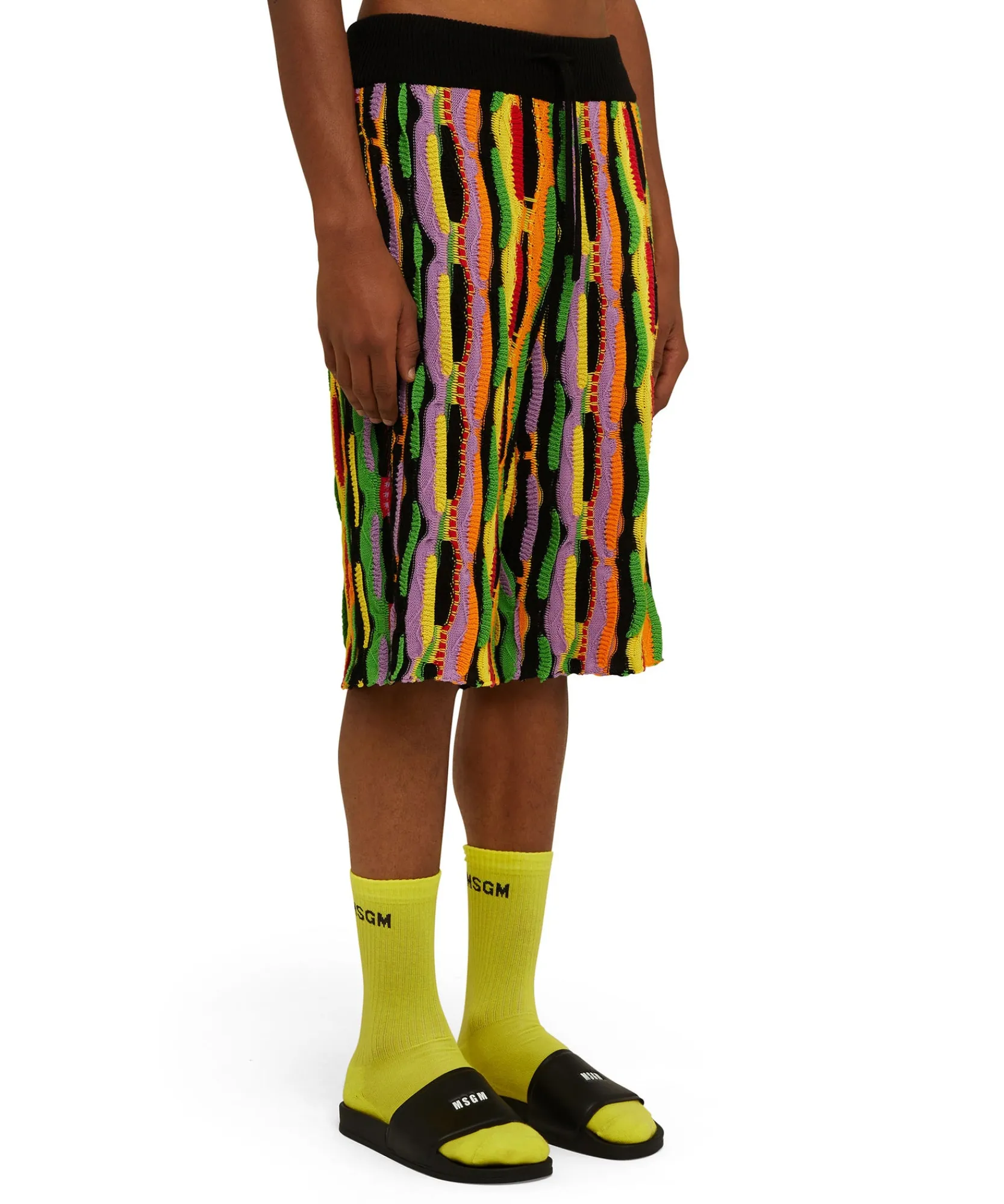 Bermuda In Maglia Di Cotone Con Rouches Multicolor^MSGM Discount
