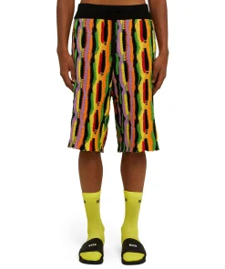Bermuda In Maglia Di Cotone Con Rouches Multicolor^MSGM Flash Sale