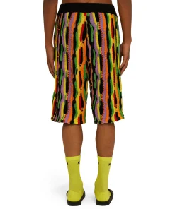 Bermuda In Maglia Di Cotone Con Rouches Multicolor^MSGM Flash Sale