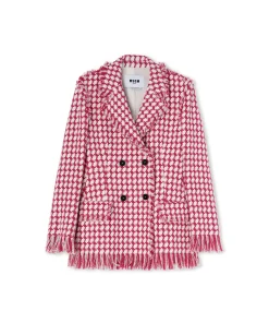 Blazer Doppiopetto Con Collo A Rever In Pied De Poule^MSGM New