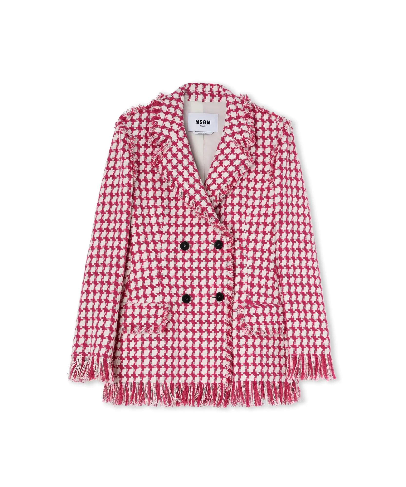 Blazer Doppiopetto Con Collo A Rever In Pied De Poule^MSGM Sale