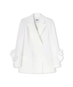 Blazer Doppiopetto In Double Crepe Cady Con Rouches Applicate^MSGM Best Sale