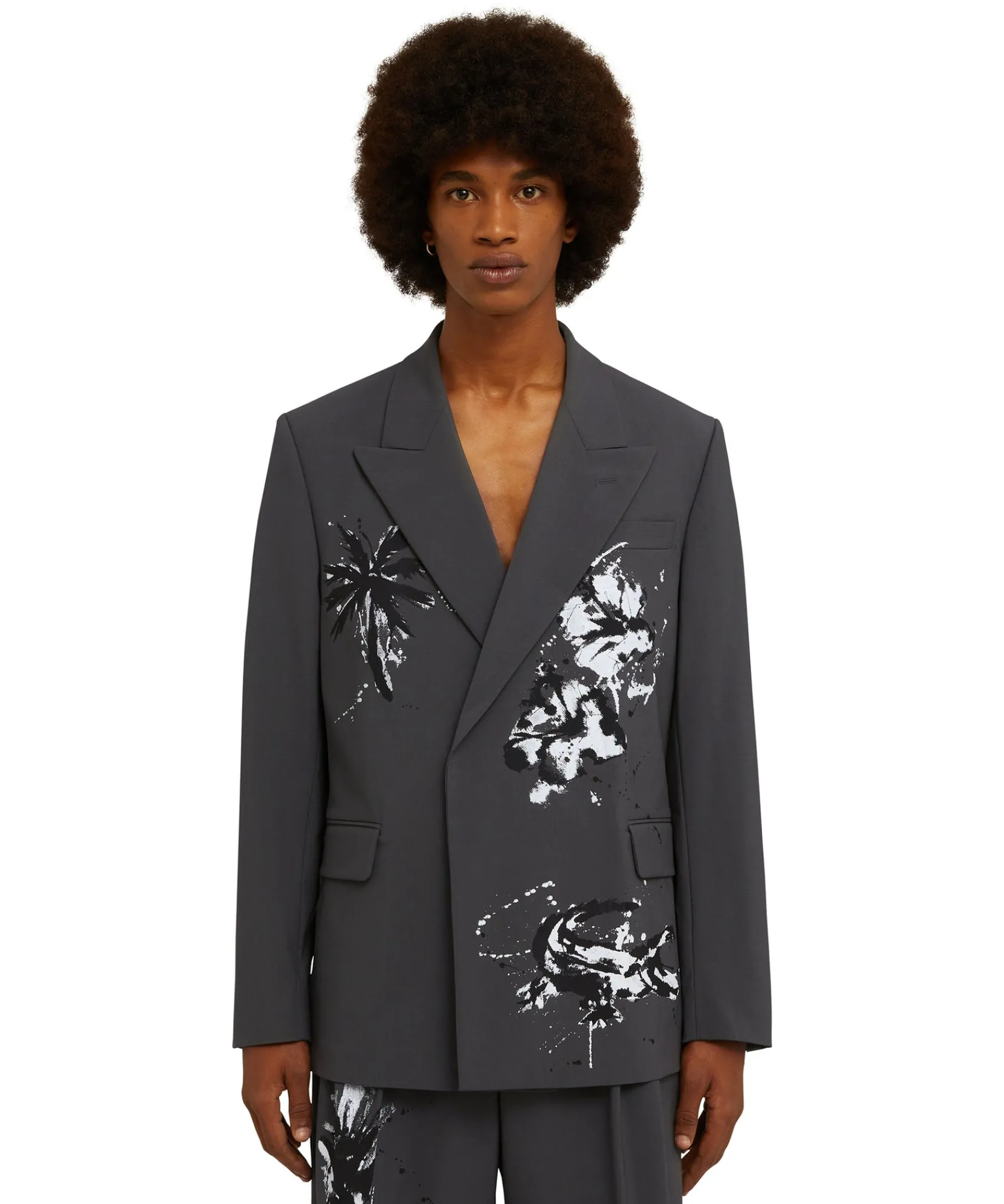 Blazer Doppiopetto In Fresco Lana Con Stampa Artigianale "Pinapple"^MSGM New