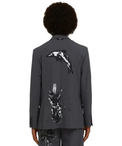 Blazer Doppiopetto In Fresco Lana Con Stampa Artigianale "Pinapple"^MSGM New