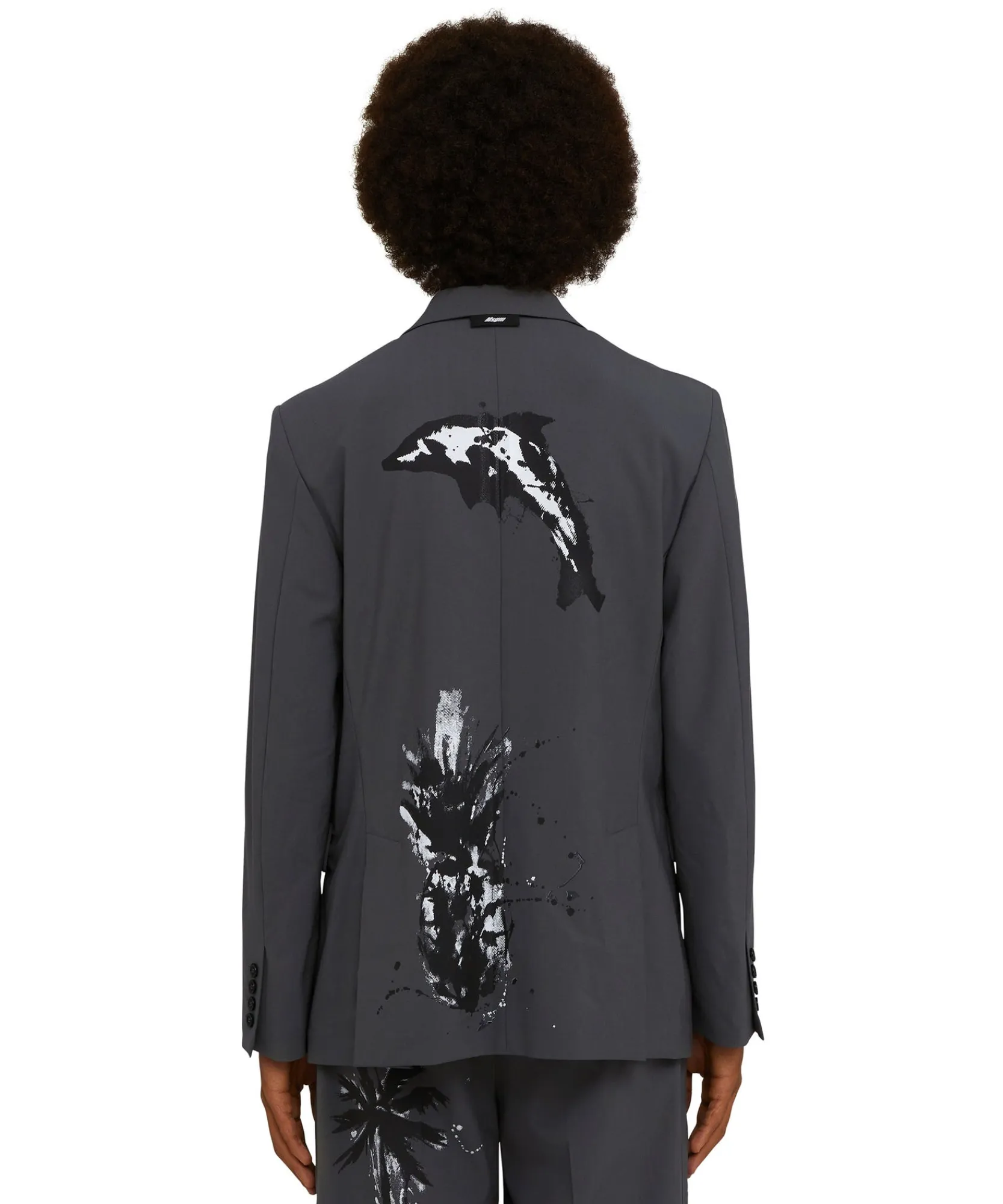 Blazer Doppiopetto In Fresco Lana Con Stampa Artigianale "Pinapple"^MSGM New