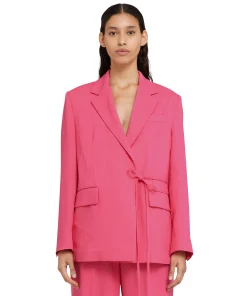 Blazer In Viscosa Grezza Con Design A Portafoglio^MSGM Discount