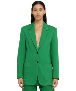 Blazer Monopetto In Denim Con Cuciture A Contrasto^MSGM Shop