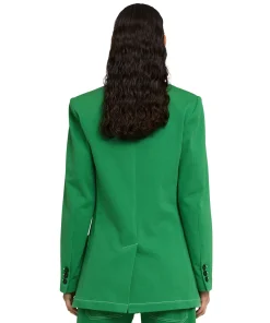 Blazer Monopetto In Denim Con Cuciture A Contrasto^MSGM Shop