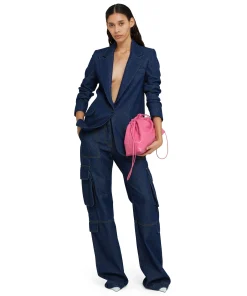 Blazer Monopetto In Denim Con Cuciture A Contrasto^MSGM Best