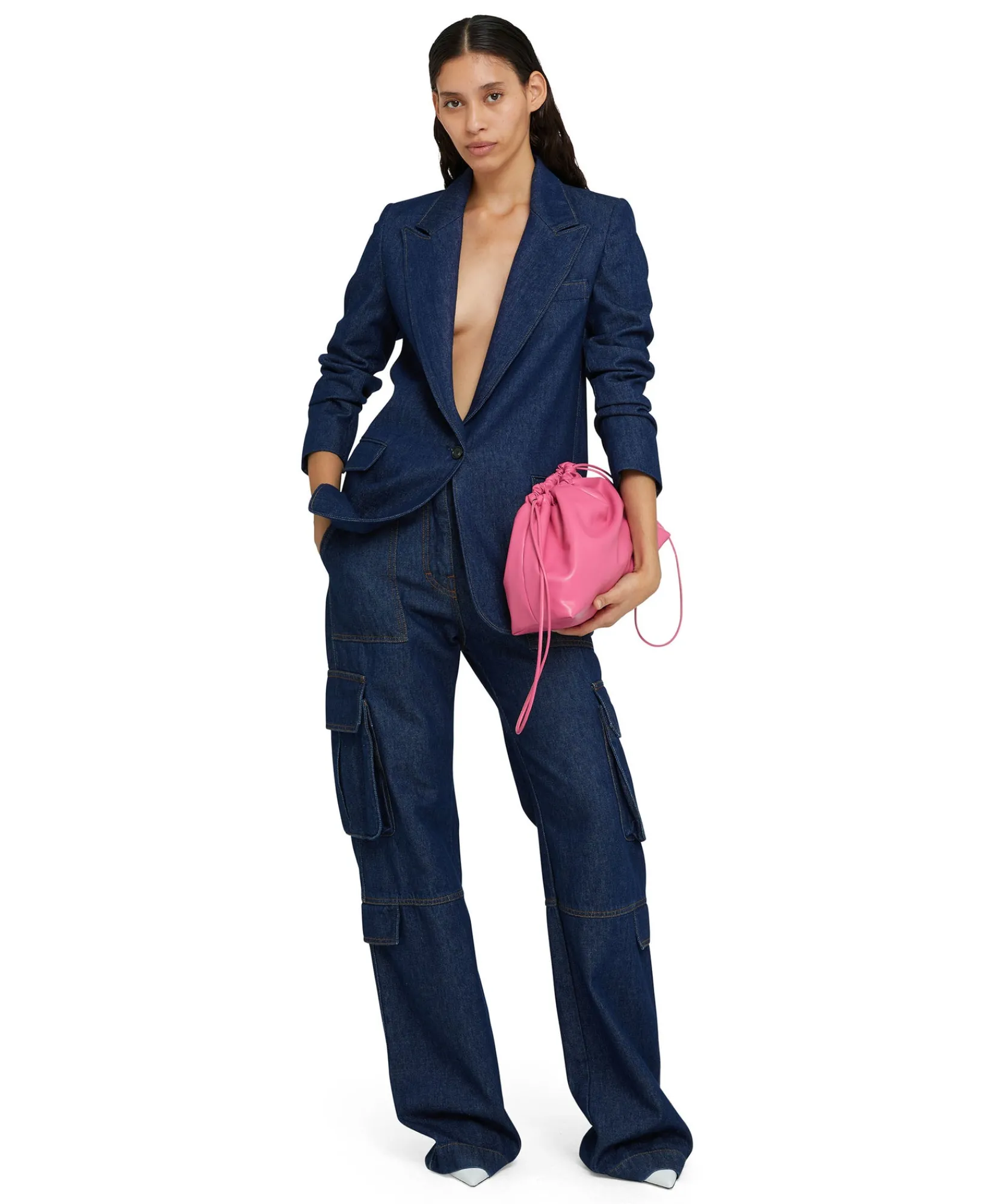 Blazer Monopetto In Denim Con Cuciture A Contrasto^MSGM Best