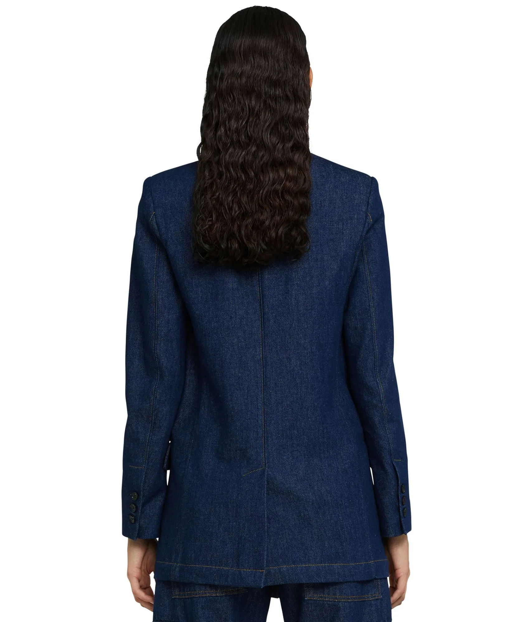 Blazer Monopetto In Denim Con Cuciture A Contrasto^MSGM Best