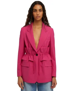 Blazer Monopetto In Fresco Lana Con Collo A Rever E Rouches In Vita^MSGM Cheap