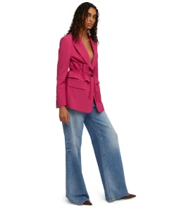Blazer Monopetto In Fresco Lana Con Collo A Rever E Rouches In Vita^MSGM Cheap