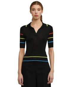 Blusa A Polo In Maglia Di Viscosa^MSGM Sale