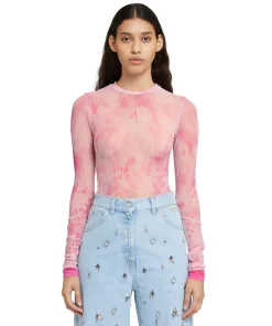 Blusa Girocollo In Mesh Con Stampa "Trompe L'Oleil Lace"^MSGM Best