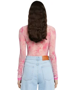 Blusa Girocollo In Mesh Con Stampa 