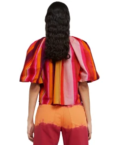 Blusa In Cotone Con Fantasia 
