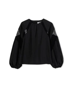 Blusa In Cotone Popeline Sartoriale Con Dettagli A Rete^MSGM Best