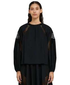 Blusa In Cotone Popeline Sartoriale Con Dettagli A Rete^MSGM Best