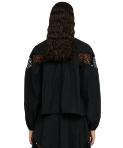 Blusa In Cotone Popeline Sartoriale Con Dettagli A Rete^MSGM Best