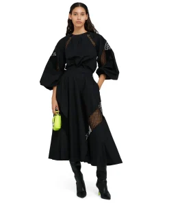 Blusa In Cotone Popeline Sartoriale Con Dettagli A Rete^MSGM Best