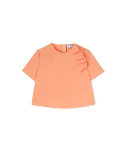 Blusa In Double Crepe Cady Con Rouches Applicate^MSGM Flash Sale