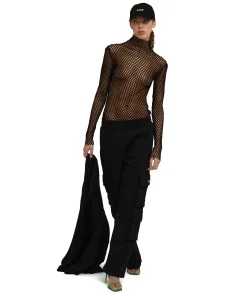 Blusa Turtle Neck A Rete In Cotone Tinta Unita^MSGM Cheap