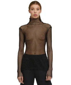 Blusa Turtle Neck A Rete In Cotone Tinta Unita^MSGM Cheap