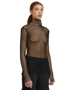 Blusa Turtle Neck A Rete In Cotone Tinta Unita^MSGM Cheap