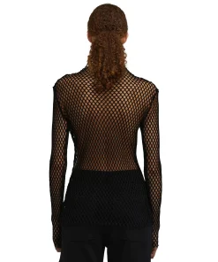 Blusa Turtle Neck A Rete In Cotone Tinta Unita^MSGM Cheap