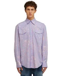 Camicia A Righe In Cotone Organico Popeline Con Lavaggio Bleached^MSGM Sale