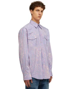 Camicia A Righe In Cotone Organico Popeline Con Lavaggio Bleached^MSGM Sale