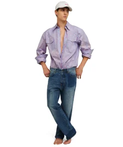 Camicia A Righe In Cotone Organico Popeline Con Lavaggio Bleached^MSGM Sale