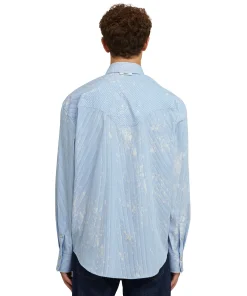 Camicia A Righe In Cotone Organico Popeline Con Lavaggio Bleached^MSGM Cheap