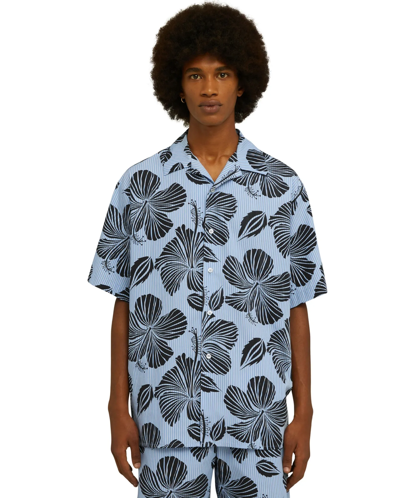 Camicia Bacchettata In Cotone Popeline Con Stampa "Hibiscus"^MSGM Online