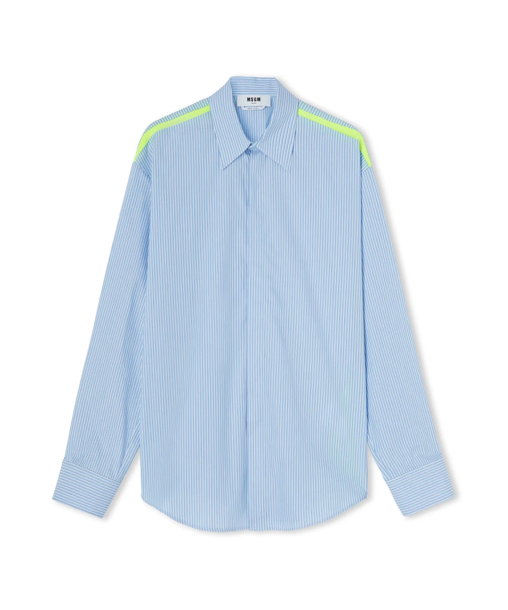 Camicia Bacchettata In Cotone Popeline Con Dettaglio Bande A Contrasto^MSGM Fashion