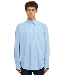 Camicia Bacchettata In Cotone Popeline Con Dettaglio Bande A Contrasto^MSGM Fashion