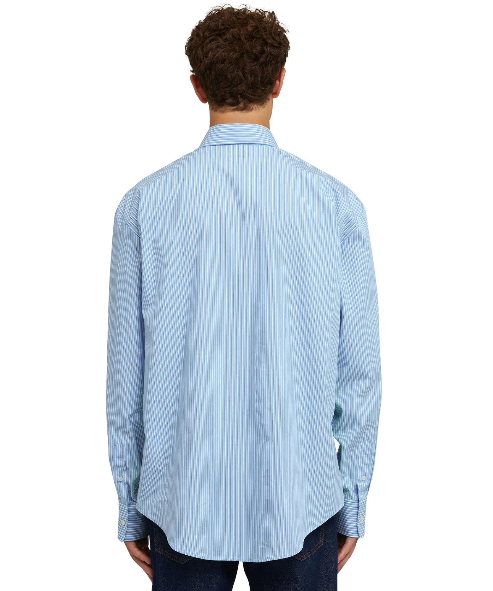 Camicia Bacchettata In Cotone Popeline Con Dettaglio Bande A Contrasto^MSGM Fashion