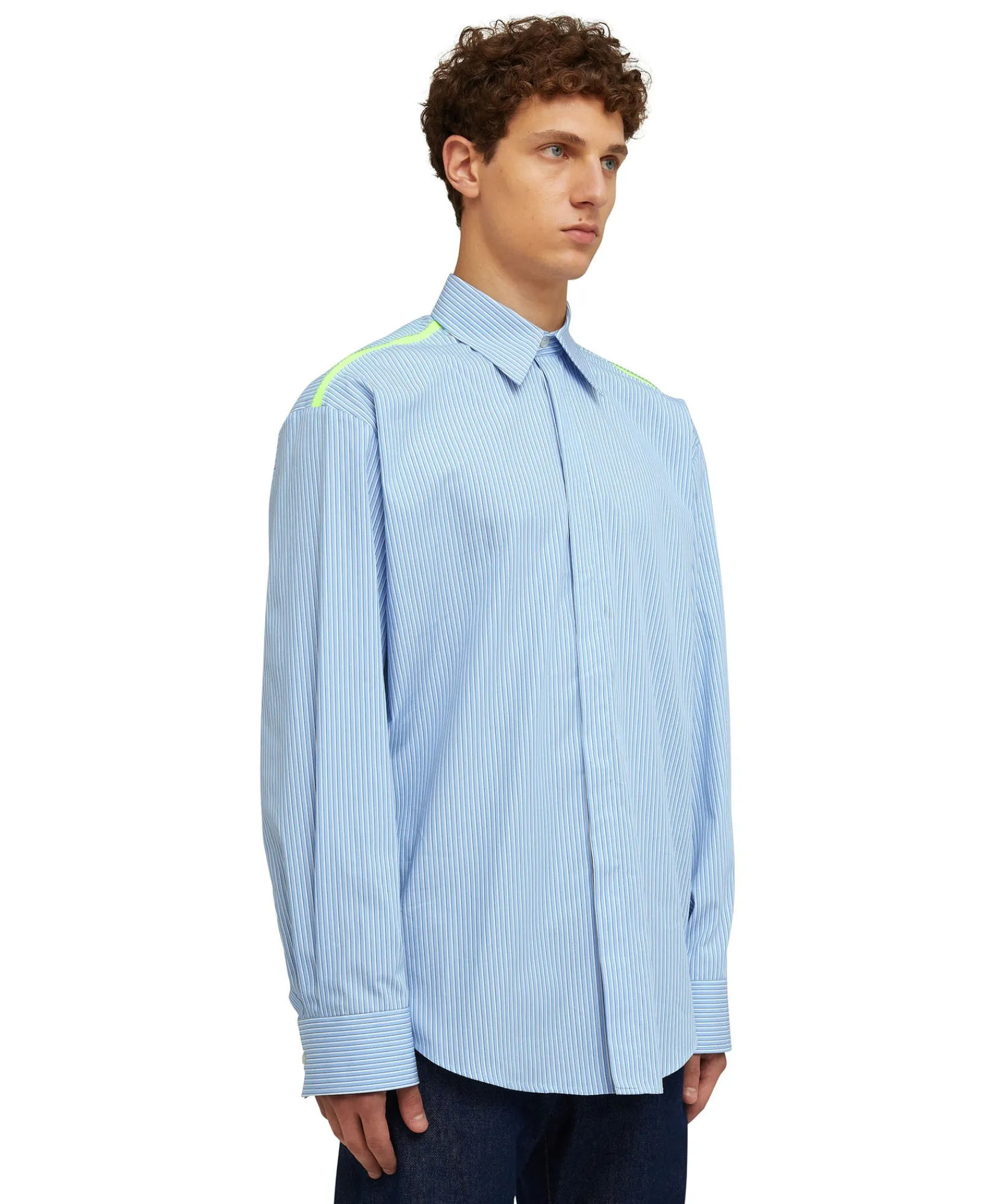 Camicia Bacchettata In Cotone Popeline Con Dettaglio Bande A Contrasto^MSGM Fashion