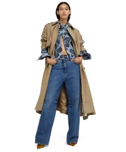 Camicia Crop In Cotone Popeline Sartoriale Con Stampa 