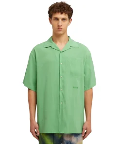 Camicia Fluida In Viscosa Tinta Unita A Maniche Corte^MSGM Fashion