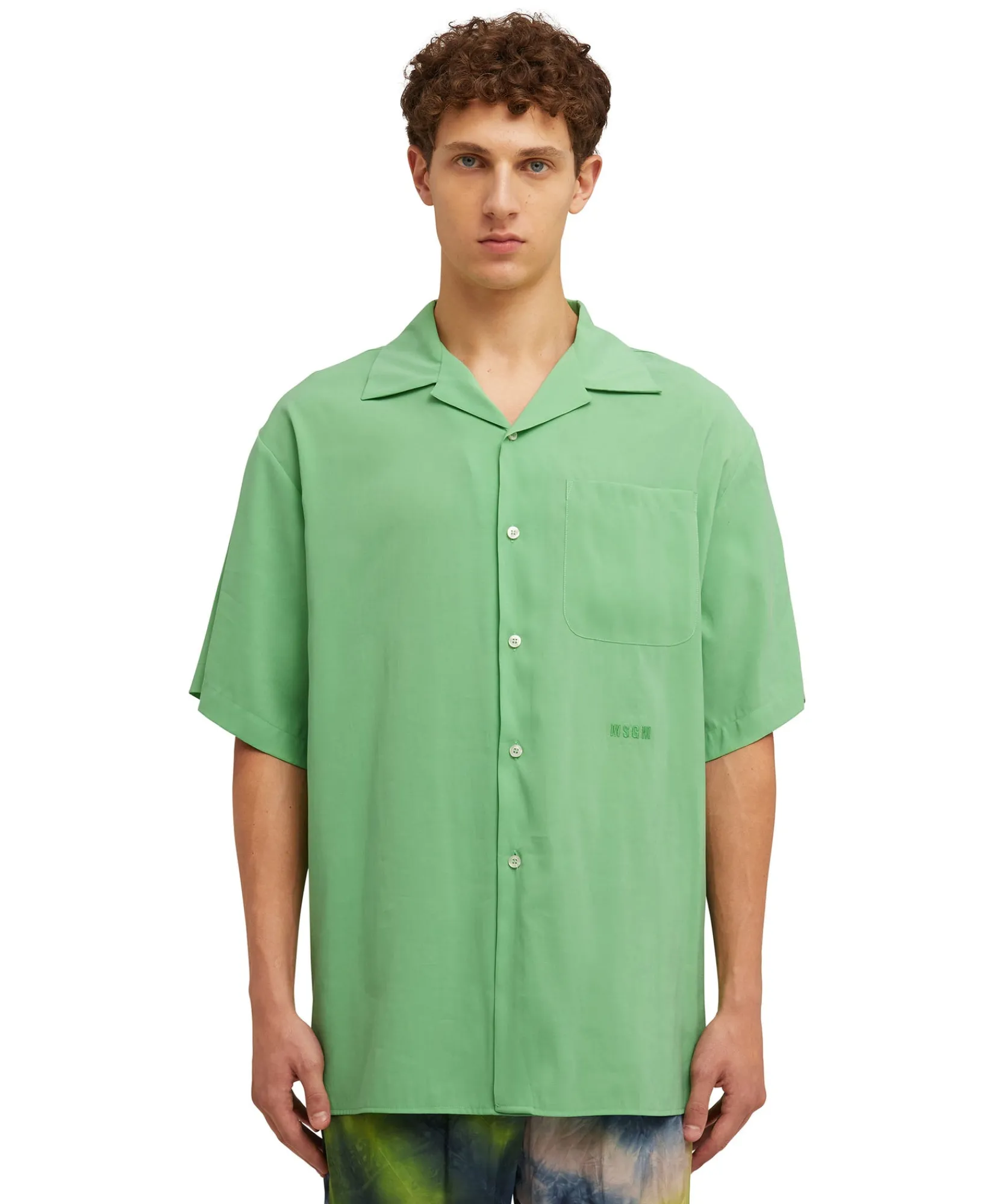 Camicia Fluida In Viscosa Tinta Unita A Maniche Corte^MSGM Fashion