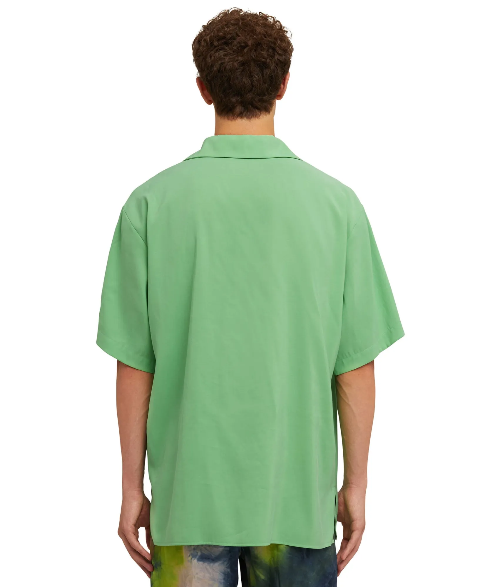 Camicia Fluida In Viscosa Tinta Unita A Maniche Corte^MSGM Fashion