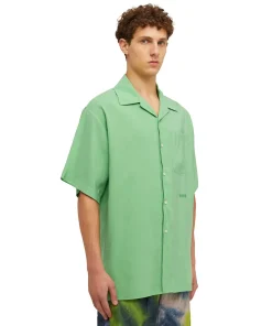 Camicia Fluida In Viscosa Tinta Unita A Maniche Corte^MSGM Fashion