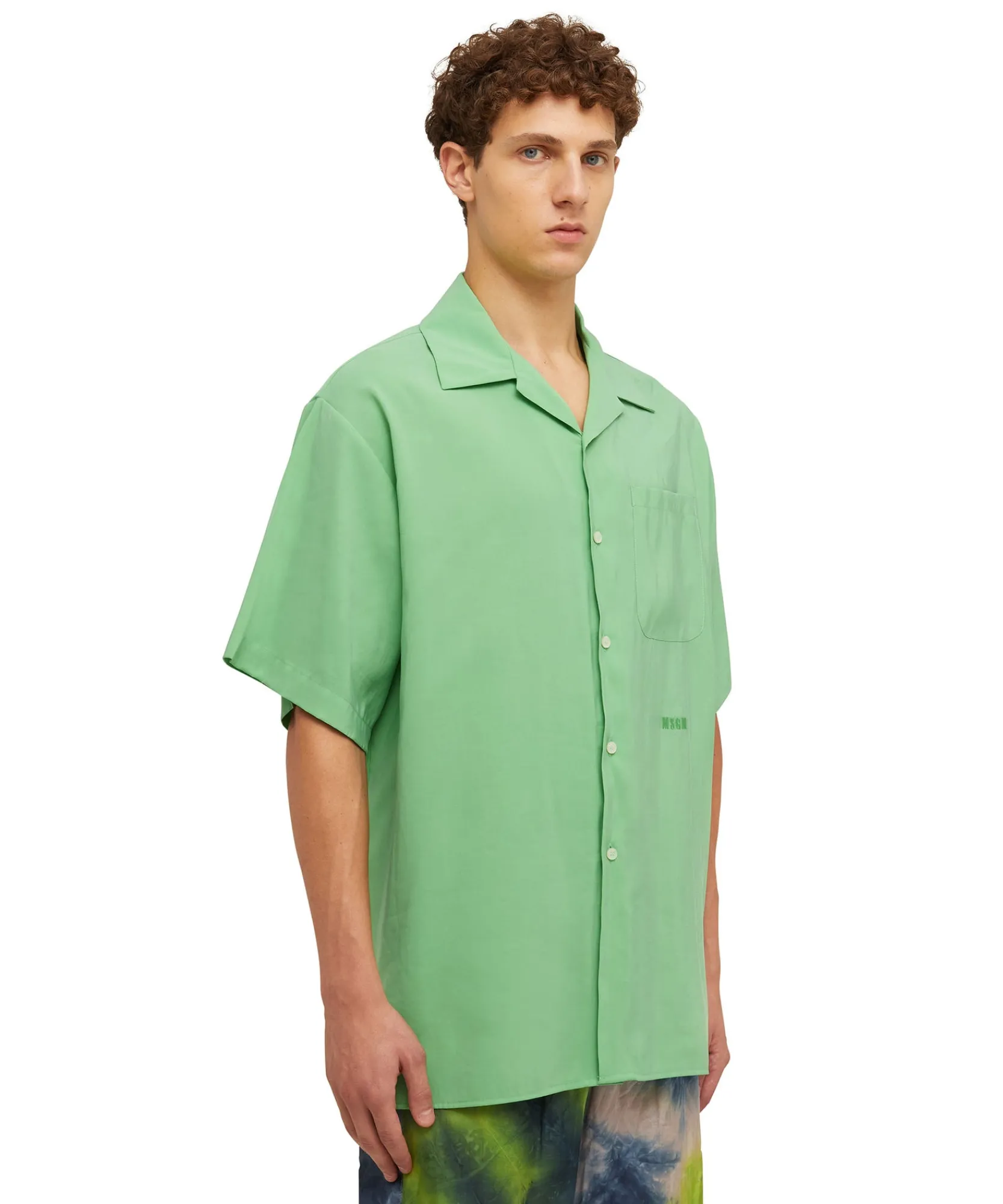 Camicia Fluida In Viscosa Tinta Unita A Maniche Corte^MSGM Fashion