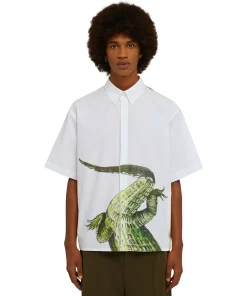Camicia In Cotone Organico Popeline Con Stampa "Crocodile"^MSGM Shop