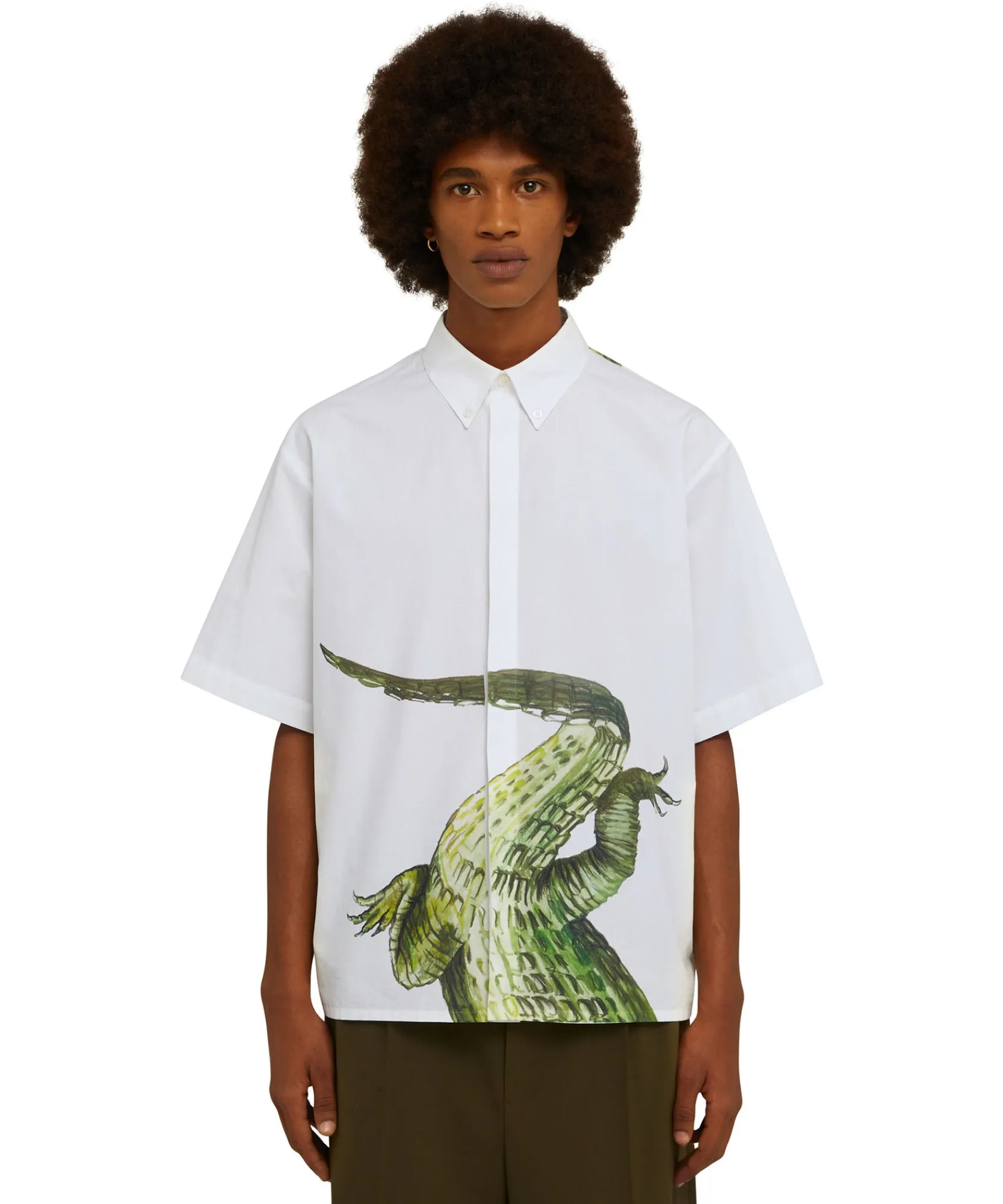Camicia In Cotone Organico Popeline Con Stampa "Crocodile"^MSGM Shop