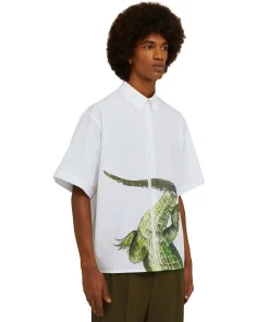 Camicia In Cotone Organico Popeline Con Stampa